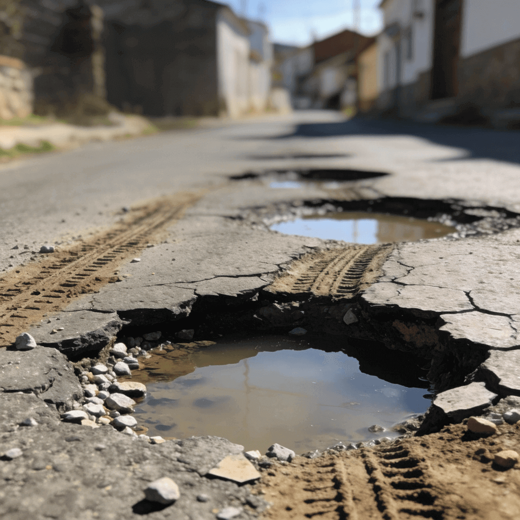 Calles llenas baches
